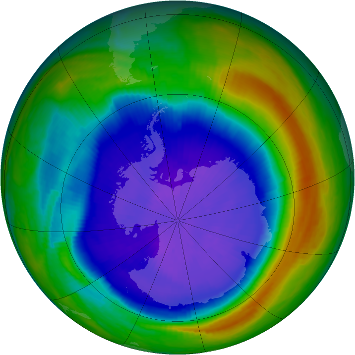 Antarctic ozone map for 22 September 1999